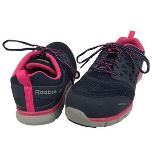 Reebok Sublite Alloy Toe Sneakers Work Safety Shoes Womens Sz 10 Navy Pink RB046